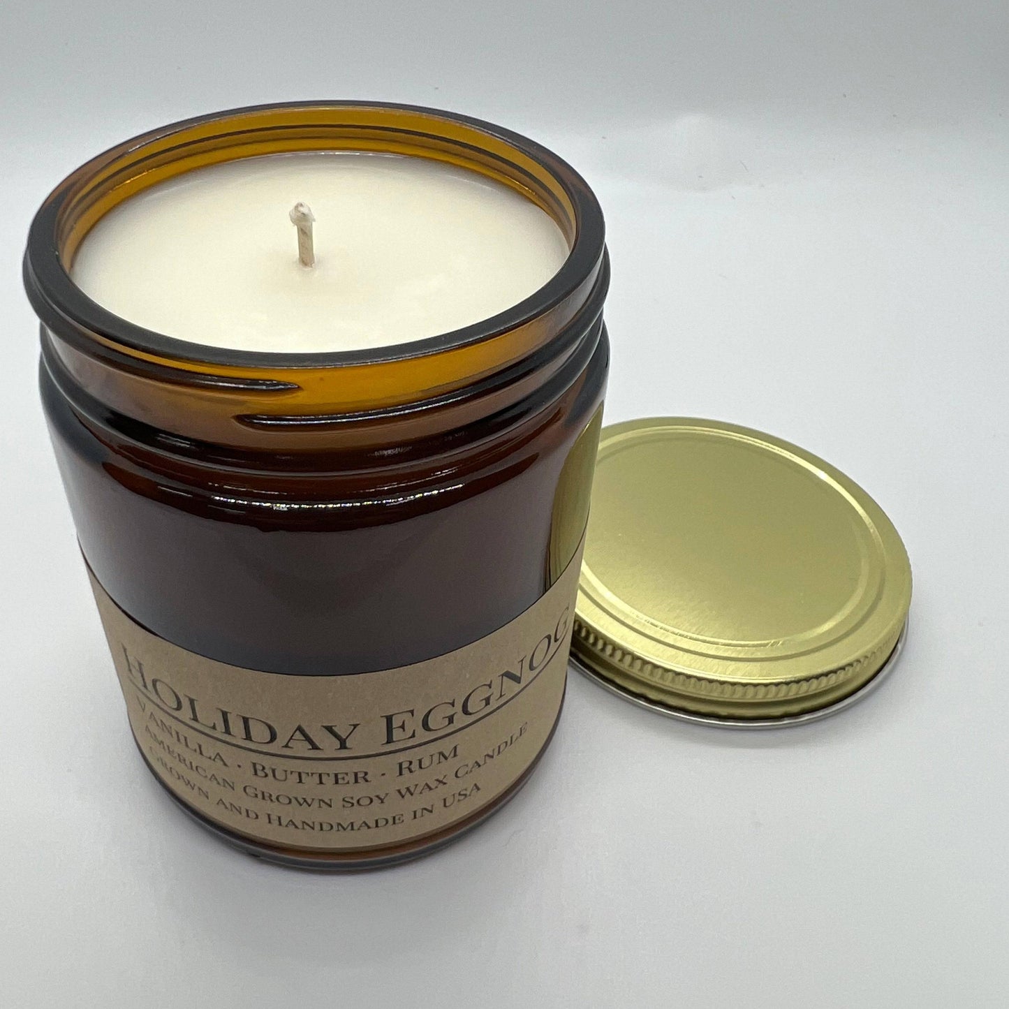 Holiday Eggnog Soy Wax Candle | 9 oz Amber Apothecary Jar