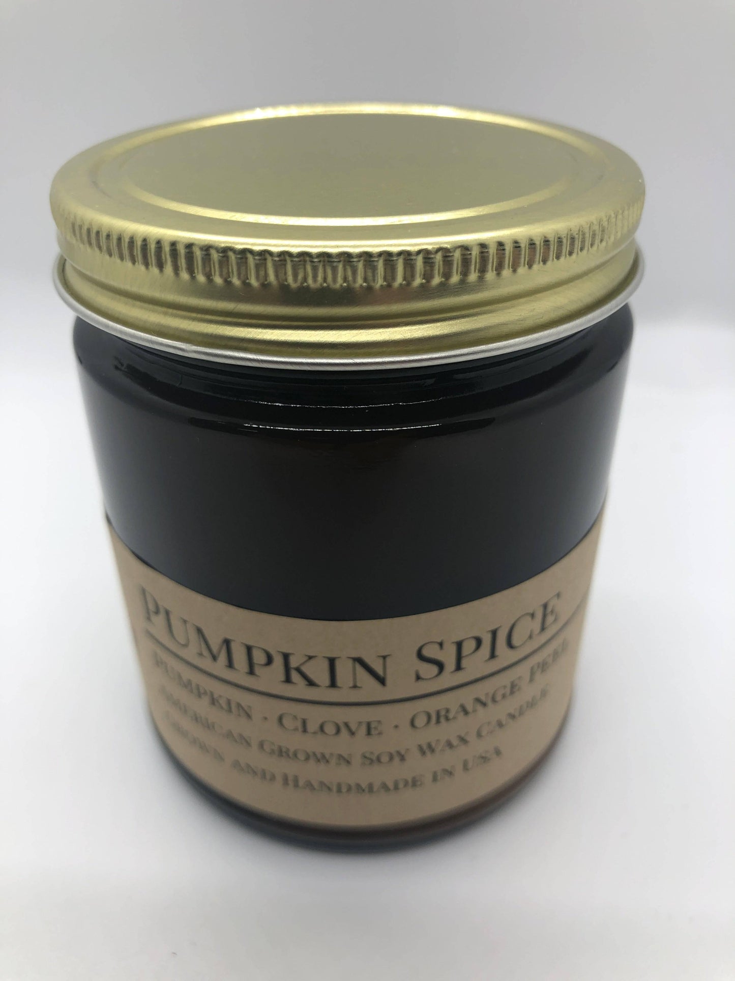 Pumpkin Spice Soy Wax Candle | 9 oz Amber Apothecary Jar