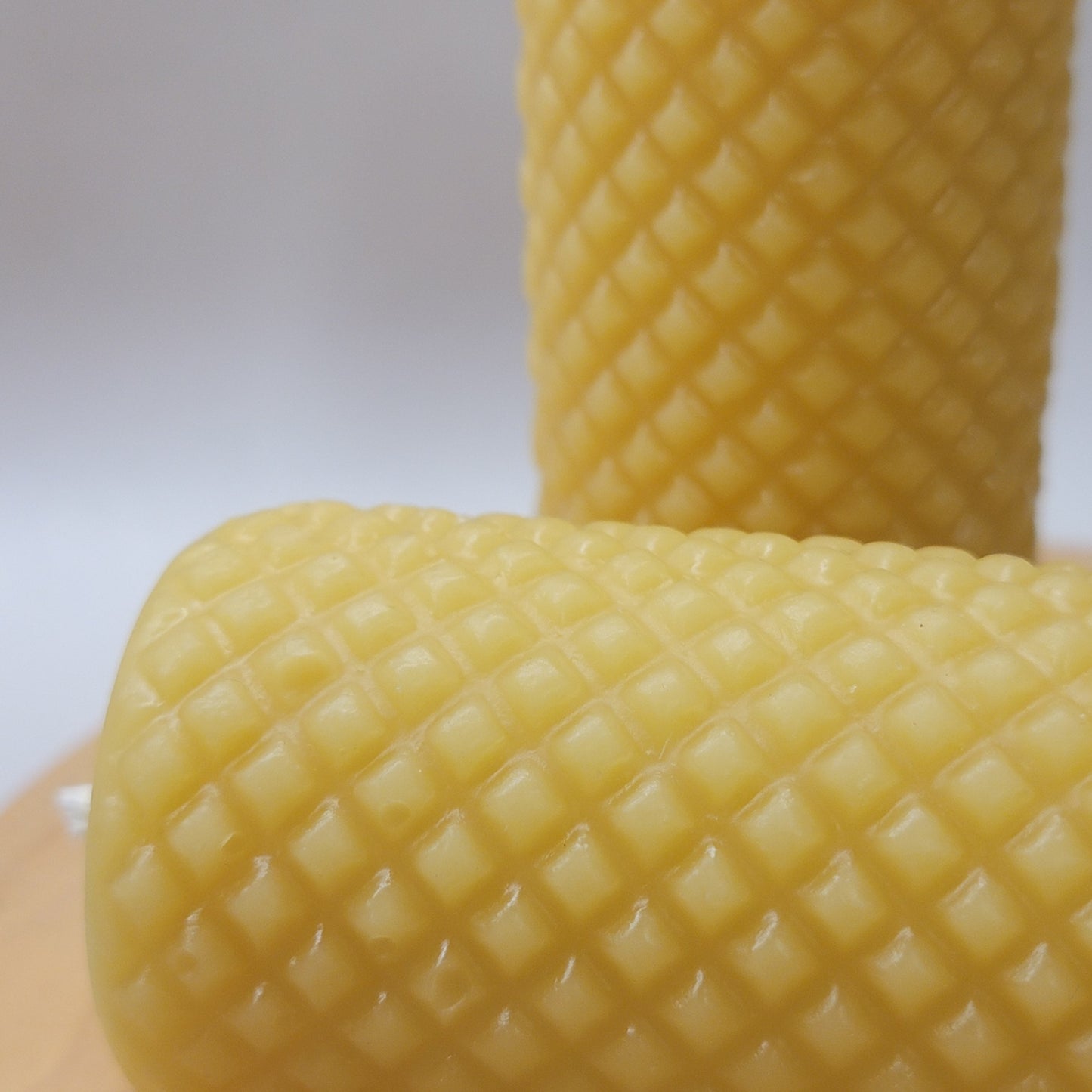 Vintage Hobnail Glass Pillar | Pure Beeswax Candle