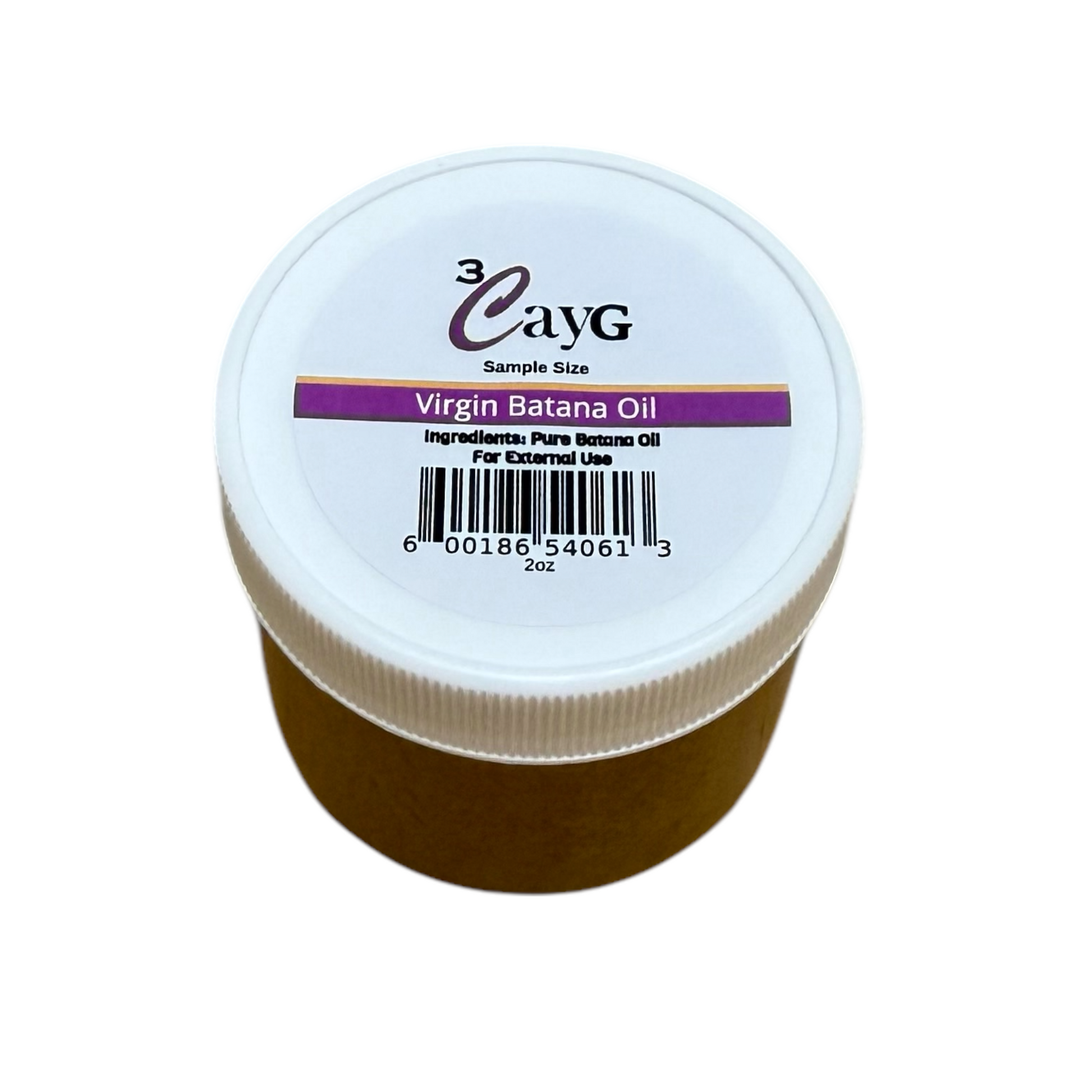 Jar of Virgin Batana Oil with a white lid and label on a white background