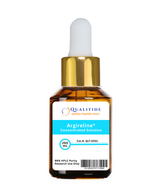 Bottle of Argireline Concentrated Solution by Qualitide on a white background
