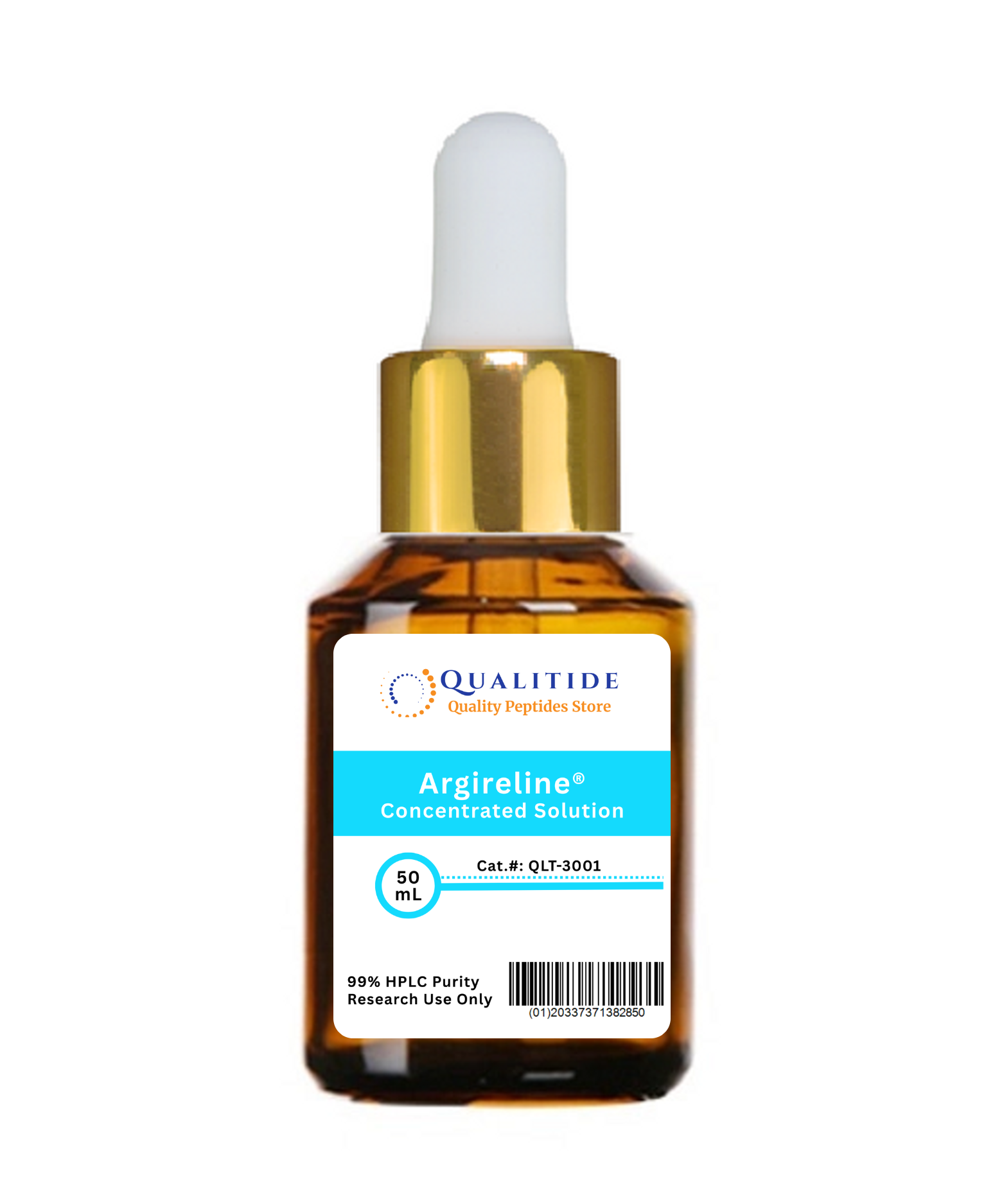 Bottle of Qualitide Argireline Concentrated Solution on a white background