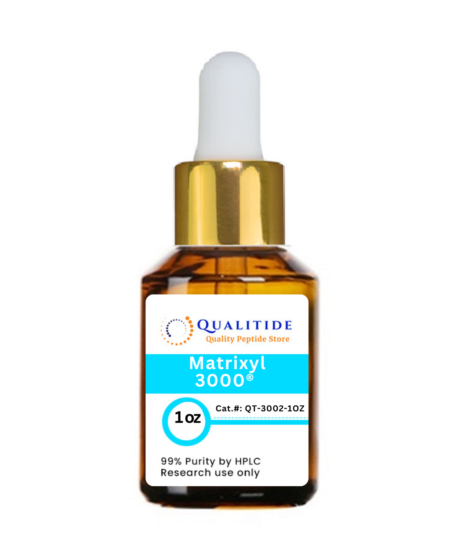 Bottle of Matrixyl 3000 with a white dropper on a white background