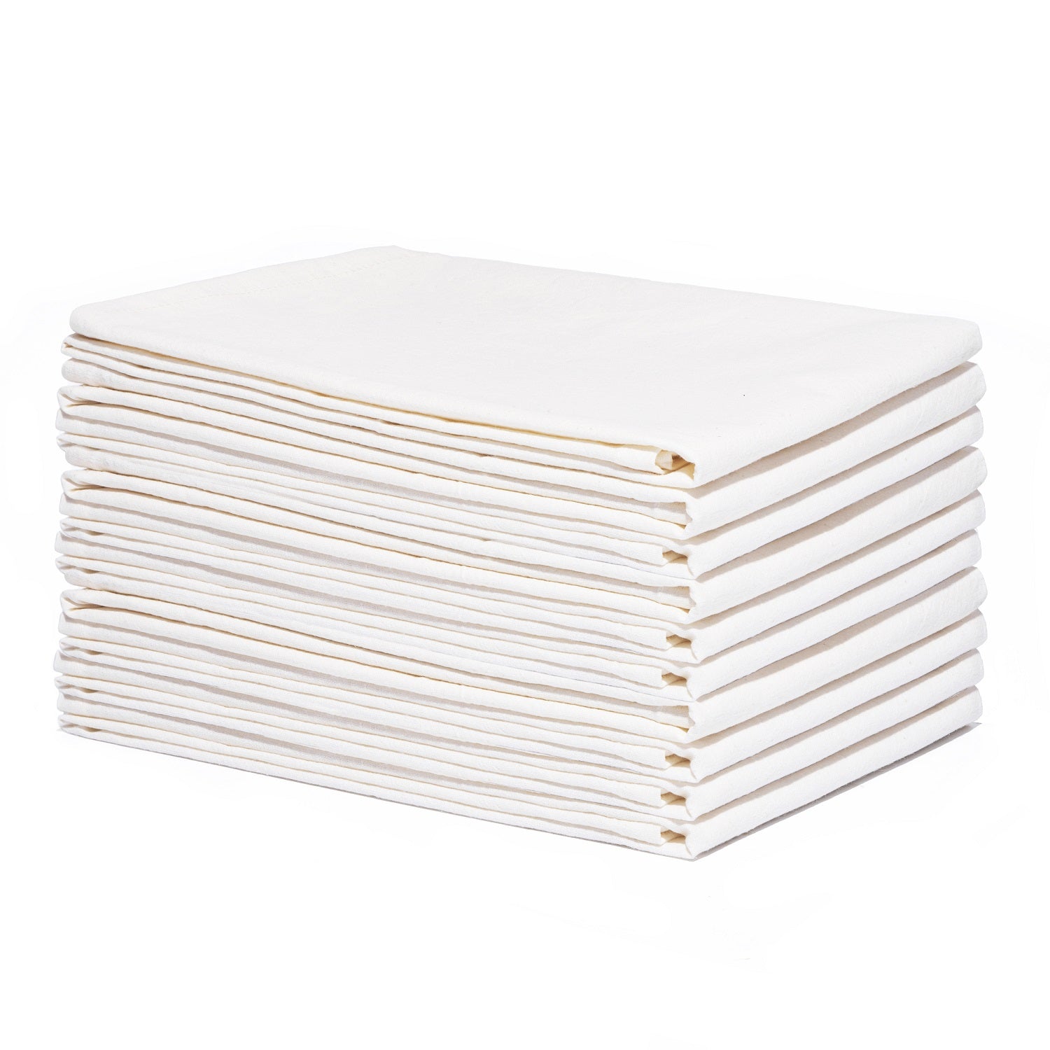 Stack of white towels on a white background