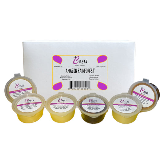 3CayG Amazon Rainforest butter sampler featuring multiple containers on a white background