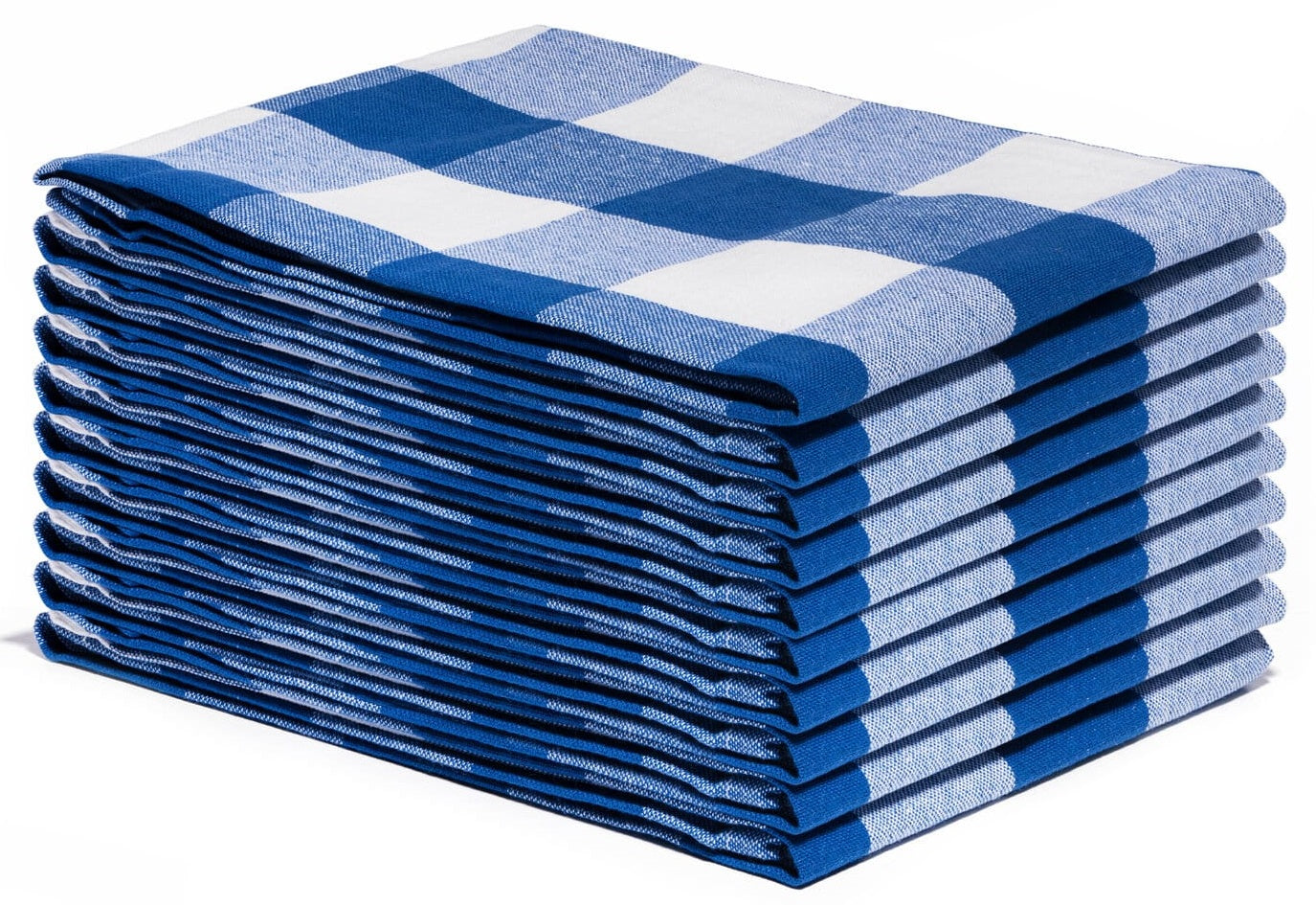 Stack of blue and white checkered towels