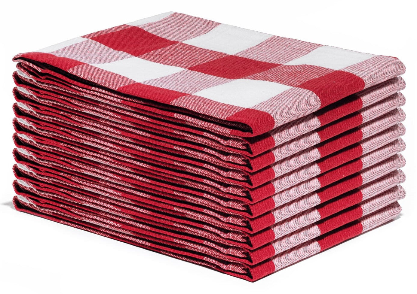 Stack of red and white checkered towels