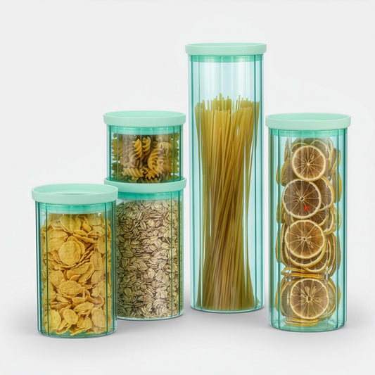 Glass Canister Set & Glass Lid - Diamond Blue