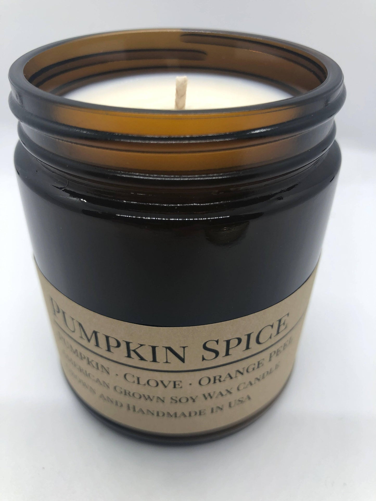 Pumpkin Spice Soy Wax Candle | 9 oz Amber Apothecary Jar